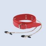 AZIRAPHALE ROUGE Red Leatherette Collar