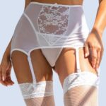 ANAEL WHITE Lace Suspender Belt Set