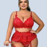 SIMIEL Red Lace 5 Piece Lingerie Set
